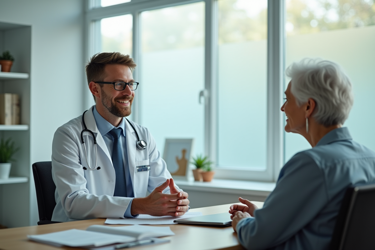 Jeune psychiatre en discussion avec une patiente âgée