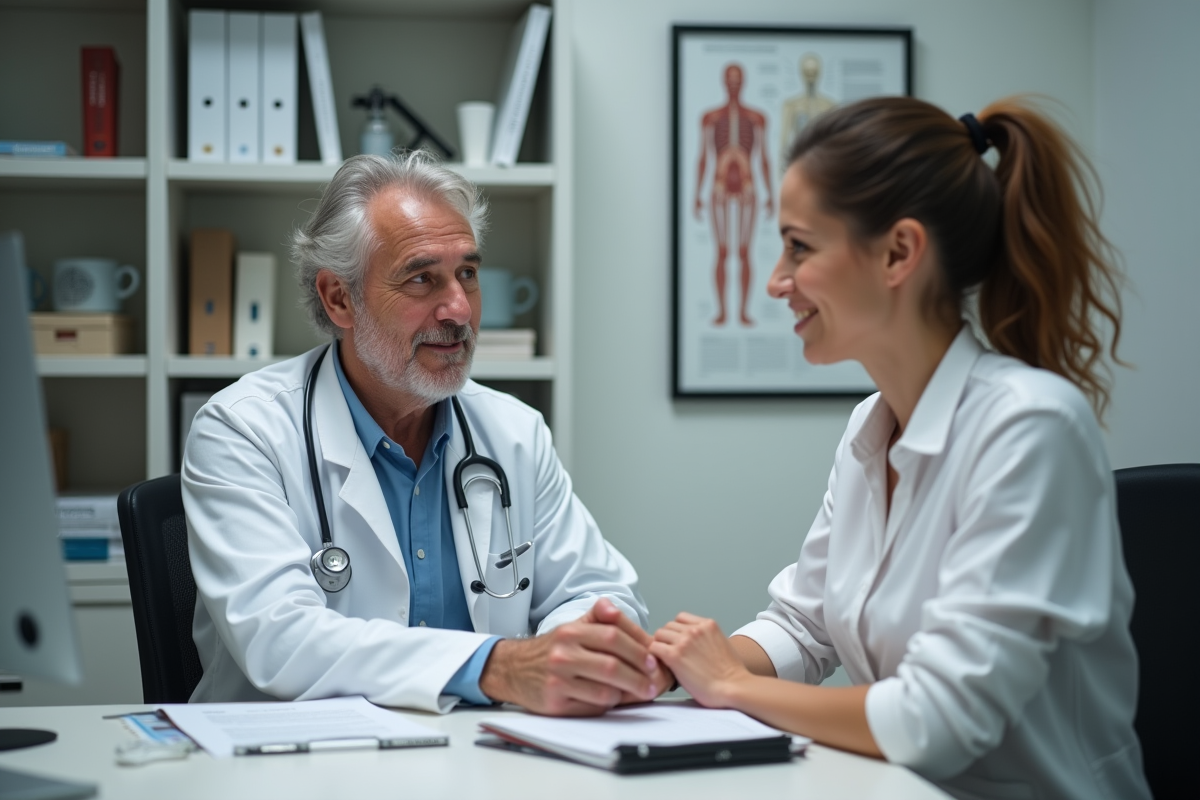 Médecin généraliste parlant à une jeune patiente dans un cabinet