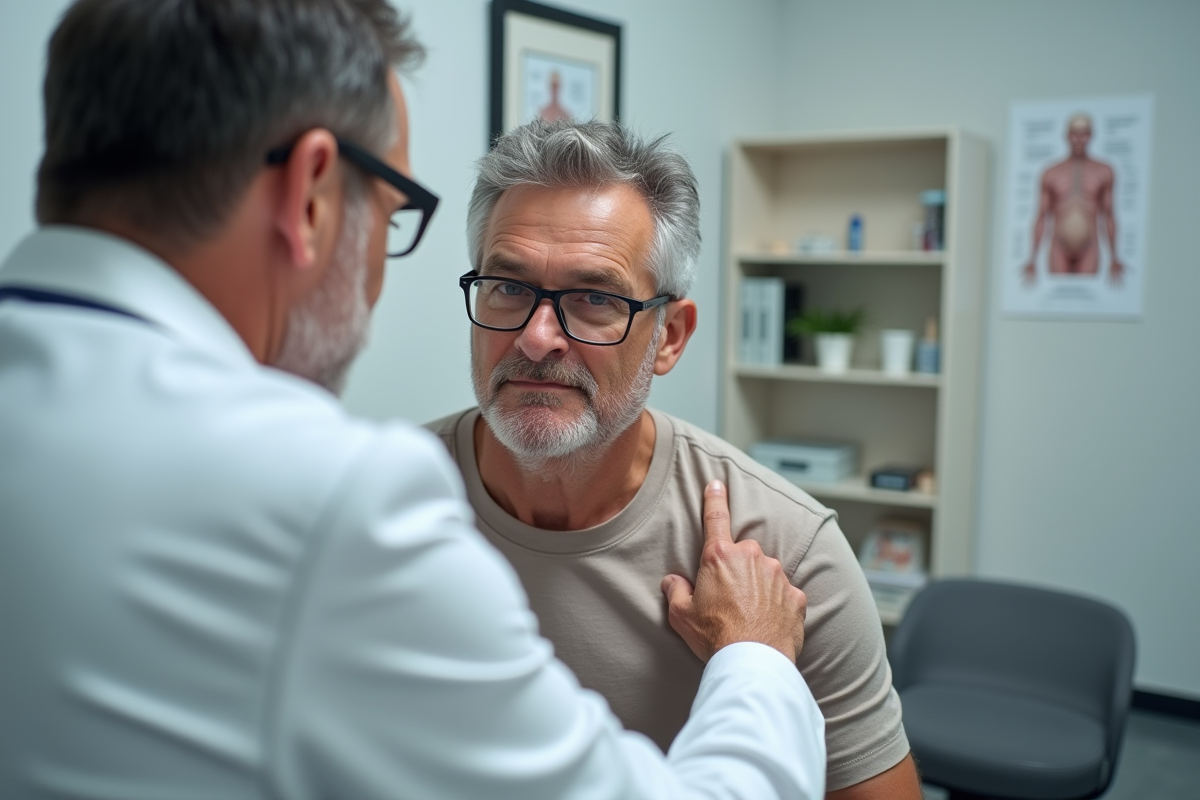Médecin inspectant une tache de naissance sur l