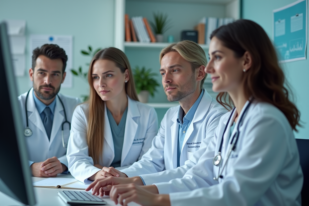 Médecins en consultation dans un hôpital moderne